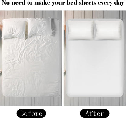 Morcheiong Bed Sheet Fasteners Straps Adjustable Bed Sheet Holder Bands with Sheet Clips for Bedding Stays Bedsheet Tie Downs, Set of 2