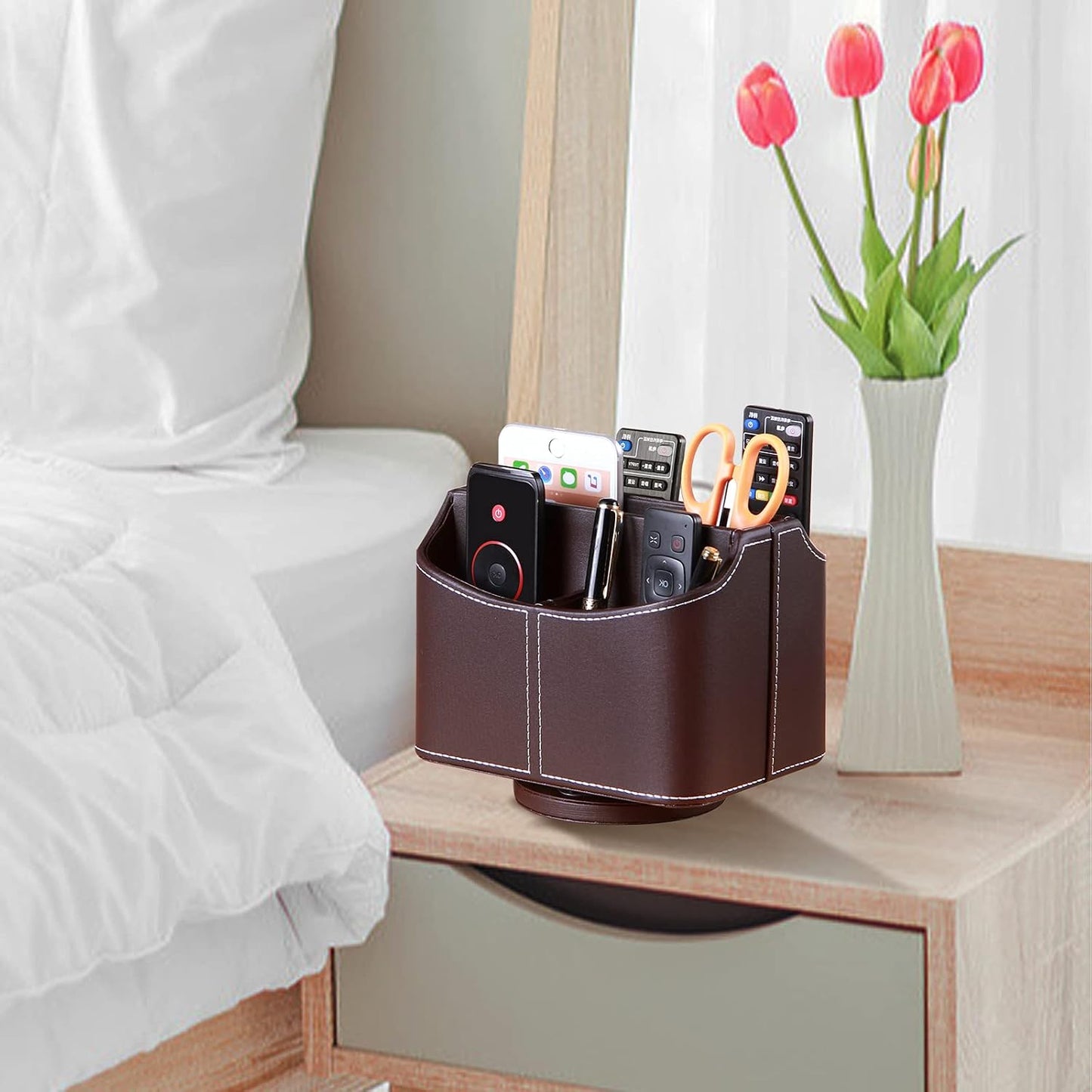 360° Rotatable Remote Control Holder,TV Remote Caddy for Nightstand Table