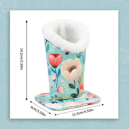 Plush Lined Eyeglasses Holder, Cute Magnetic PU Leather Glasses Stand Case for Women Men Kids