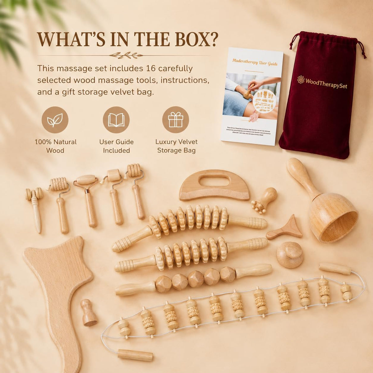 Wood Therapy Massage Tools Set, Maderoterapia Massage Kit with Wooden Gua Sha Tools, Body Sculpting & Lymphatic Drainage Massager, Muscle Relaxation Roller for Face, Back, Legs & Full Body