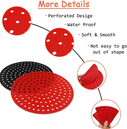 Reusable Air Fryer Silicone Liners 2-Packs, 8 Inch Round Non-Stick, BPA Free Reusable Air Fryer Accessories (8 inch)
