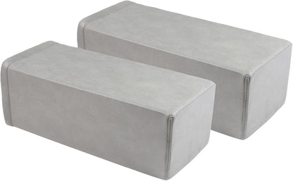 2 Pack Couch Arm Rest Pillow, 6''x6''x20'' Faux Leather Waterproof Cover, High Density Foam Armrest Cushion, Removable & Washable Elbow Support for Sofa, Bed, and Armchair (Medium Grey)