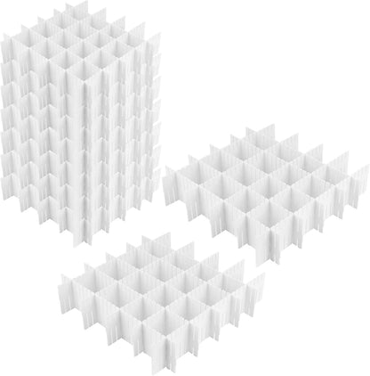 JOIKIT 64 Pack White Plastic DIY Grid Drawer Dividers, Adjustable Drawer Divider Organizer, Household Storage Makeup Socks Underwear Organizer