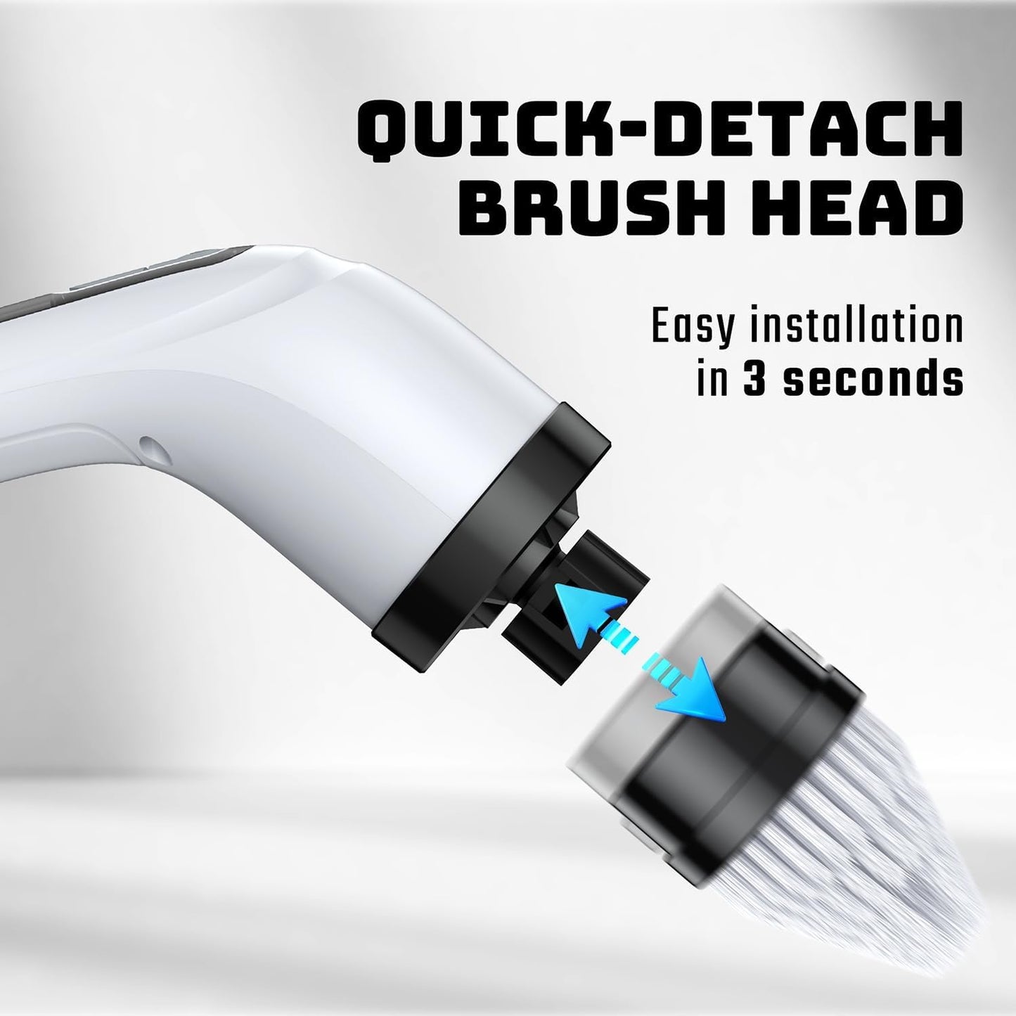 Electric Spin Scrubber for Bathroom: Shower Cleaner Brush with Long Handle (White1)