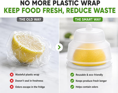 Dependable Industries inc. Essentials Lemon Keeper Container Onion Saver Avocado Holder Silicone Collapsible Produce Saver Food Storage BPA Free