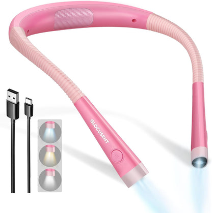 Glocusent Upgraded LED Neck Reading Light, Book Light for Reading in Bed