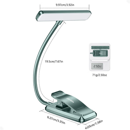 Gritin 19 LED Rechargeable Book Light for Reading in Bed | Eye Caring 3 Color Temps,Stepless Dimming Brightness,Memory Function,90 Hrs Runtime Lightweight Clip on Light for Book Lovers