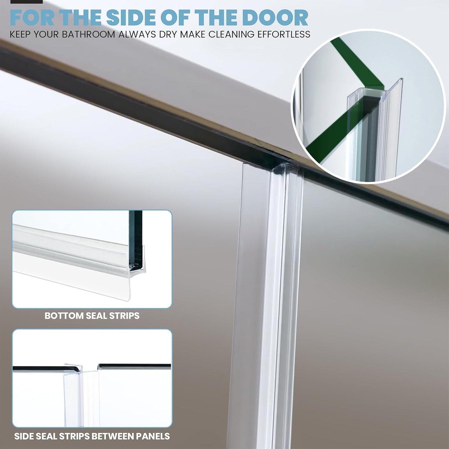 2-Pack 5/16" x 39" Shower Door Bottom Seal Strip, Shower Door Sweep | Frameless Glass Door Seal Strip, Stop Shower Leaks for 5/16" (8mm) Thick Glass
