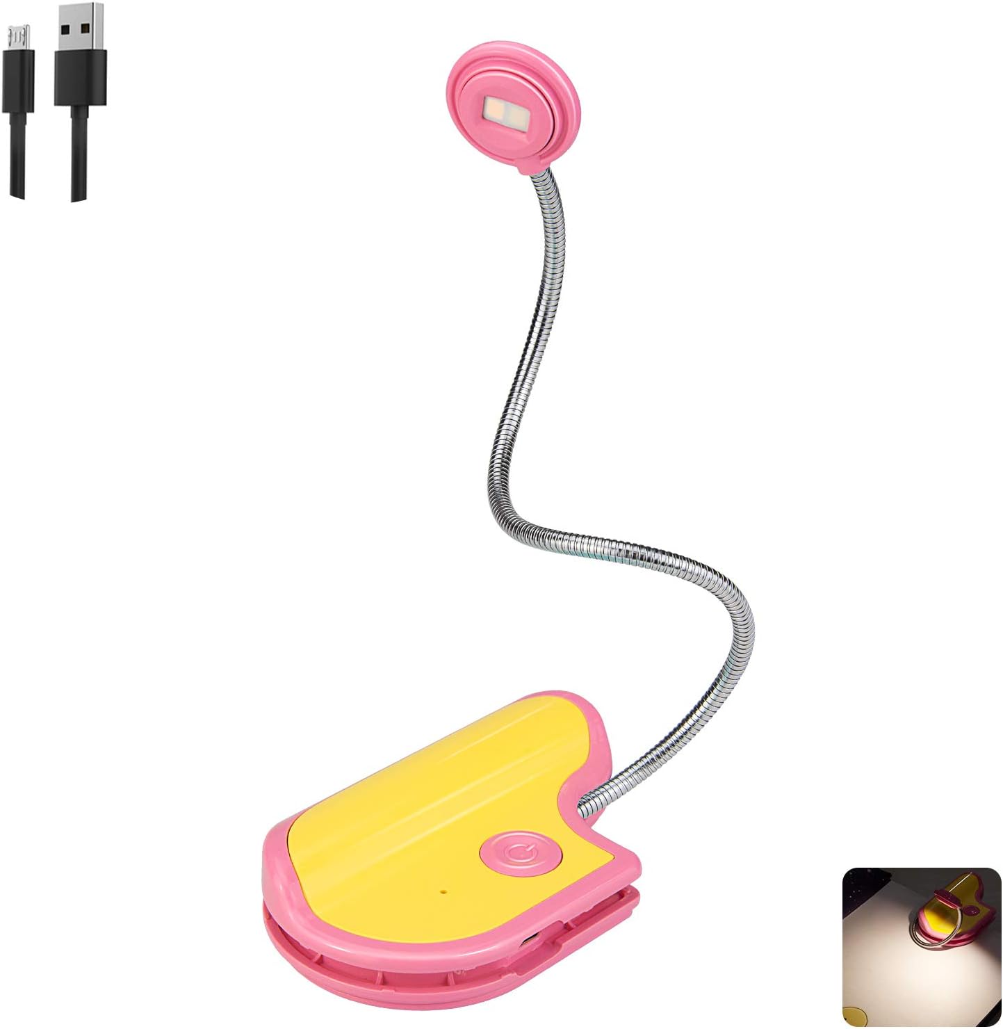 BIGMONAT Rechargeable Book Reading Light in Bed,Dimmable Warm/White Book Light for Kids,Multi Colors Portable LED Reading Lamp with Rotary Light Neck,Wireless Clip on Reading Light for Student(Green)