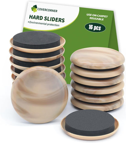 Furniture Sliders for Carpet 8 PCS - 3 1/2" Beige | Furniture Moving Sliders, Chair Leg Floor Protectors, Carpet Sliders for Furniture - Move Your Furniture Easily & Safely
