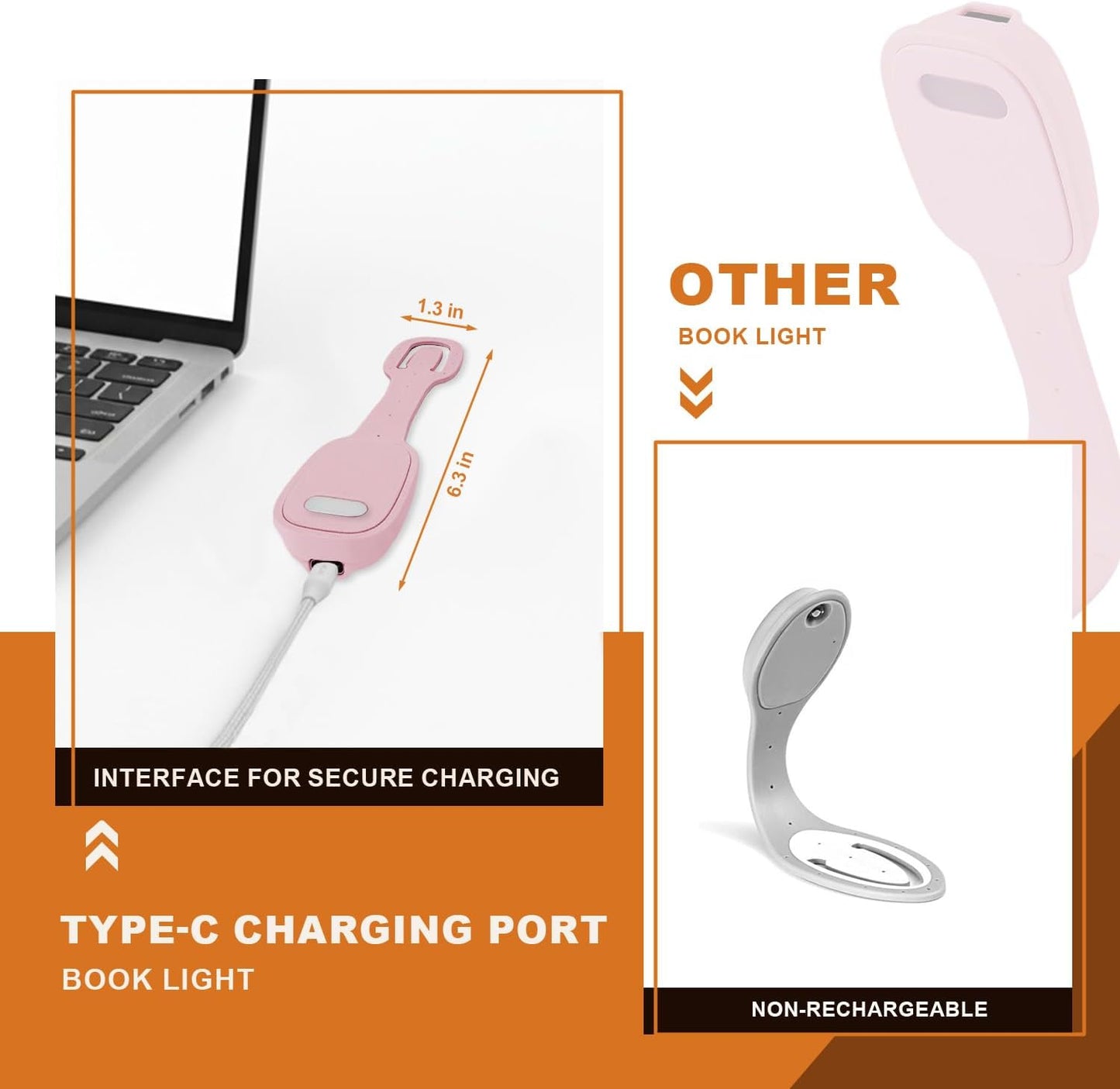Rechargeable Kids Book Light, Cute Bookmark Reading Light for Kids, Dimmable Portable LED Book Light for Reading in Bed, Eye-Caring Bedtime Reading Lamp for Children & Travel, Brown