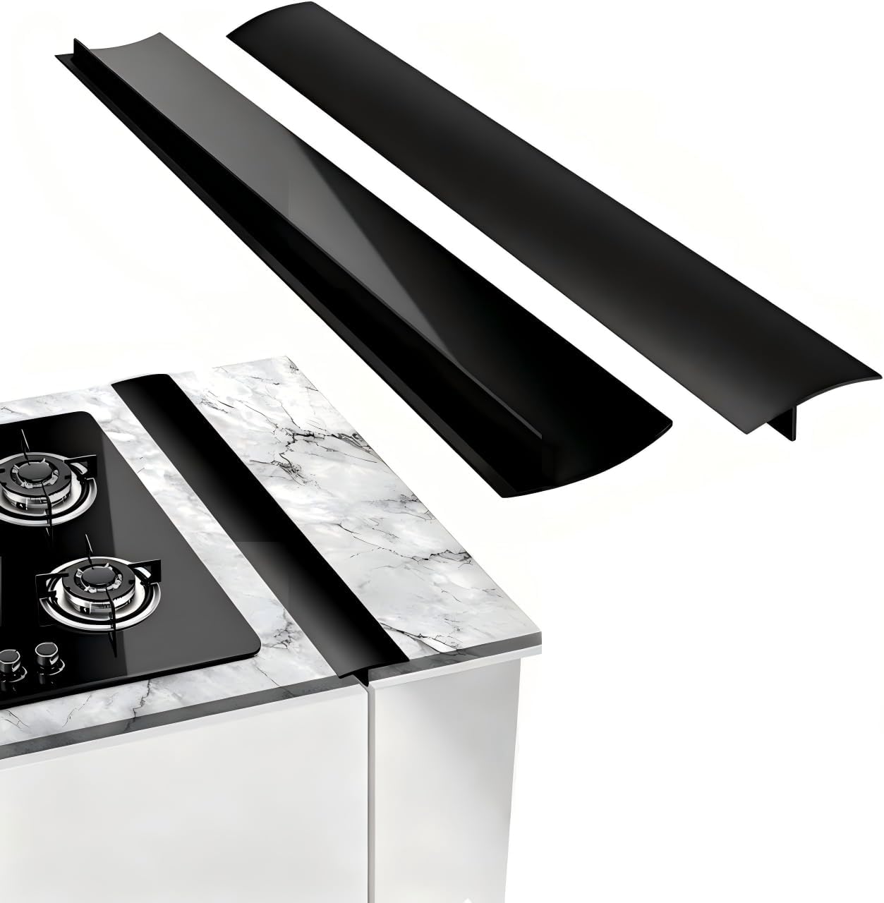2 Pack 21 Inches Flexible Kitchen Stove Gap Covers, Silicone Gap Fillers Seals Between Counter and Stovetop, Oven, Washer, Dryer, Easy to Wipe,Heat-Resistant and Stain Proof - Ideal for Sealing Spaces
