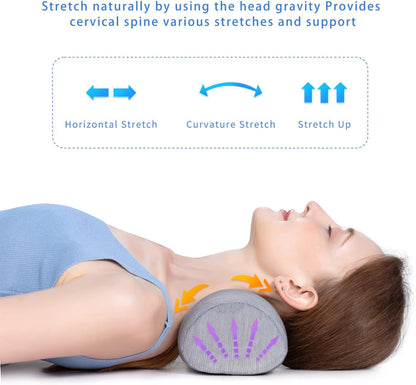 Bespilow Small Neck Roll Pillow for Sleeping, Neck Pillows for Pain Relief | Travel Cervical Support Pillow for Bed Sleep, Round Contour Memory Foam Bolster for Back Sleepers, Breathable Cover, Odorless