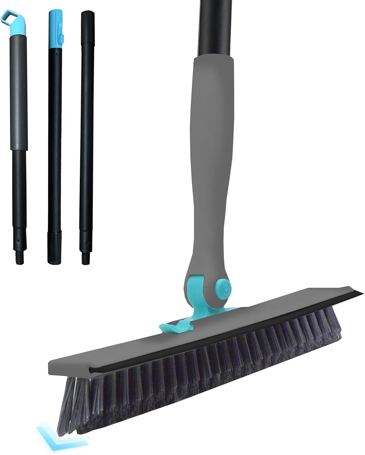 Grout Brush with Long Handle V Shape Floor Scrub Brush Stiff Bristle Grout Scrubber for Cleaning Bathroom Garage Kitchen Wall Tub Tile (1, White)