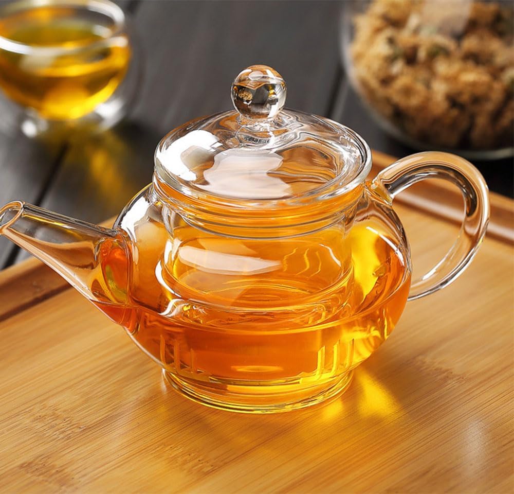 Small Tea Pot,Glass Teapot with Infuser, Tea Kettle for Loose Tea,8 Oz
