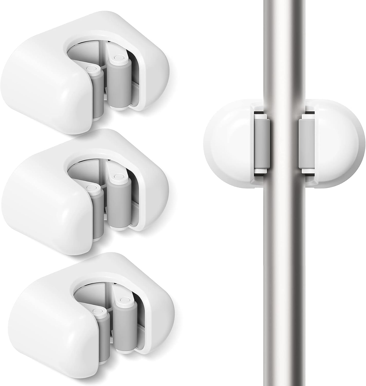 BEZOX Broom Holder, 3 PCS Wall Mount Mop Organizer Gripper, Self-adhesive Cleaning Suppliers Hanger Stands Rack for Bathroom, Kitchen, Garden, Garage Organization Storage