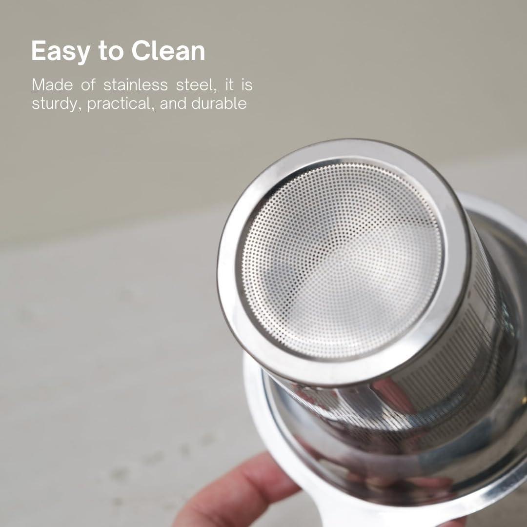 WENSHUO Tea Infuser Mug with Lid, Ceramic Cup for Loose Leaf, 20 oz, Crème | 20 oz ceramic tea infuser mug with lid and fine-mesh stainless steel basket for steeping loose leaf, floral and herbal teas.