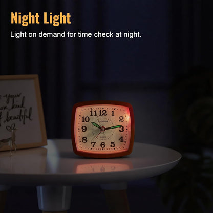 Lamisola Analog Travel Alarm Clock for Bedroom, Small Desk Clock Black