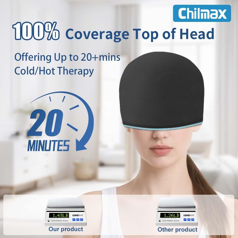 Migraine Relief Cap with Slide-Up Eye Mask, Headache Relief Ice Hat