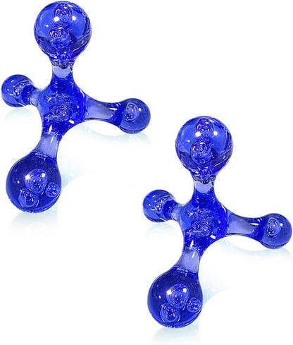Trigger Point Massage Tools, 2 PCS 4 Point Manual Massager (Blue) | Deep Muscle Tissue Massage Tool, Handheld Palm Pressure Point Massage Tool, for Neck Shoulder Back Muscle Pain Relief