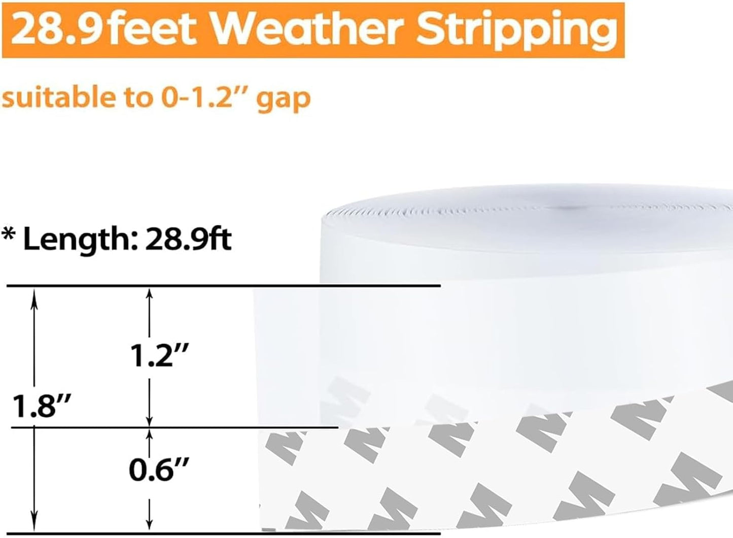 36 Ft Weather Stripping Door Seal Strip Tape,Silicone Door Draft Stopper,Self Adhesive Shower Door Bottom Seal and Door Insulation Strip for Door Frame Windows and Glass Gaps (Transparent, 35mm)