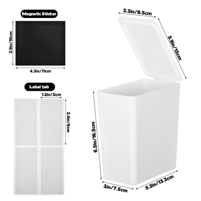 Rainmae Magnetic Laundry Lint Bin with Lid, Dryer Lint Bin, Wall-Mounted Trash Can with Lid Plastic Storage Dryer Lint Holder, Magnetic Lint Bin, Space-Saving Organizer Solution for Laundry, White