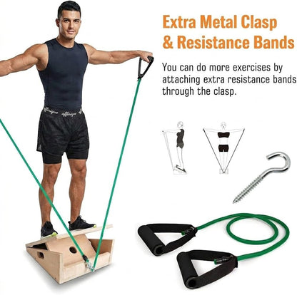 3-in-1 Portable Wooden Slant Board for Calf Stretching - Calf Stretcher & Incline Board Convertible to Balance Board + Resistance Band - 5 Angles, Anti-Slip Squat Wedge for Squats, Plantar Fasciitis, Achilles & Physical Therapy
