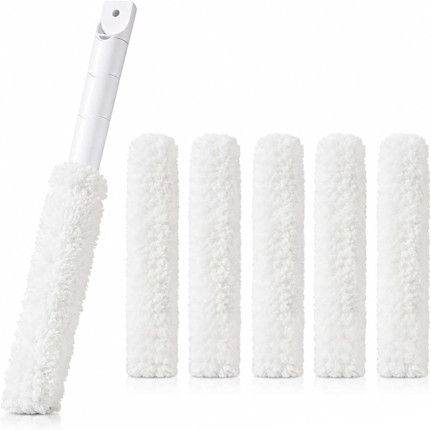Home Detail Cleaning Kit, Crevice Cleaning Brush, 5-in-1 Detail Duster, Replacement Pads, Microfiber Sleeves and Storage Bag for Window Tracks, Air Vents, Kitchen and Bathroom