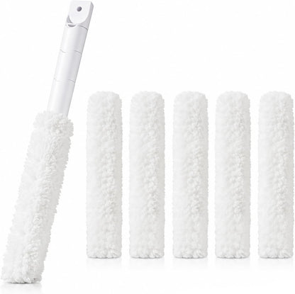 Home Detail Cleaning Kit, Crevice Cleaning Brush, 5-in-1 Detail Duster, Replacement Pads, Microfiber Sleeves and Storage Bag for Window Tracks, Air Vents, Kitchen and Bathroom