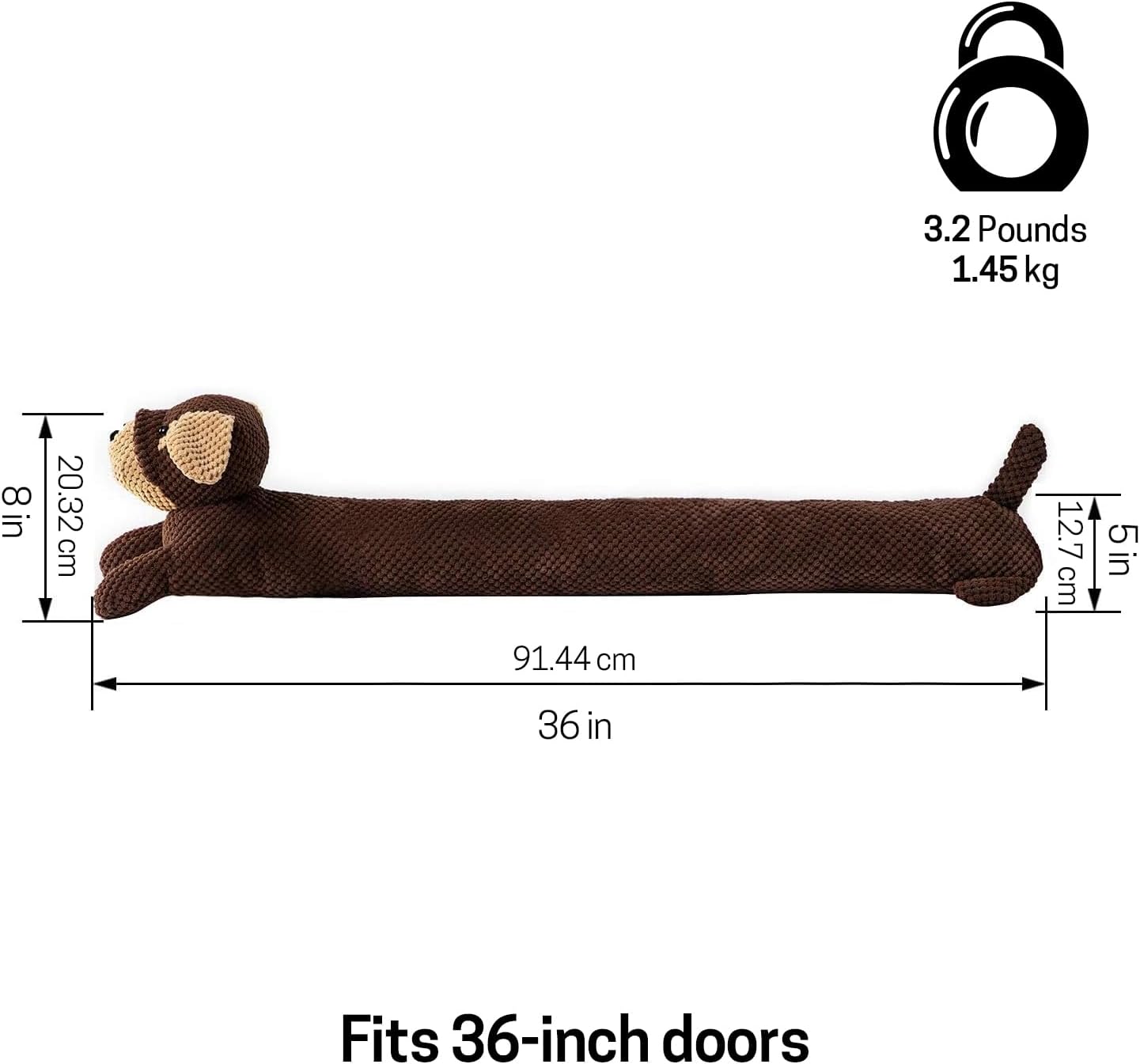 SWISSELITE 36 Inch Under Door Stopper, Decorative Door Noise Blocker | Weighted 3.2 Pounds Animal Air Draft Stopper Soundproof Energy Saver for Door & Window