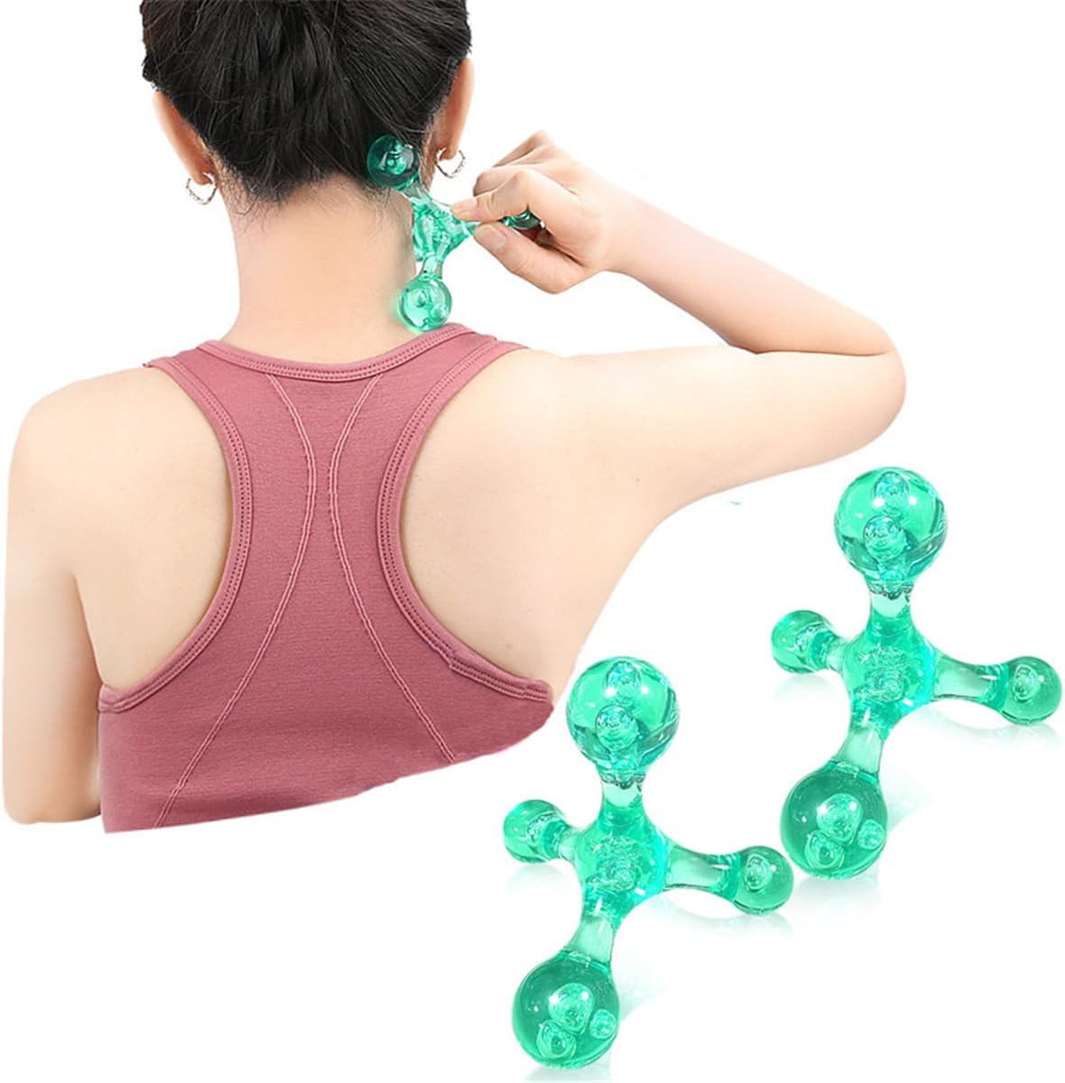 Trigger Point Massage Tools, 2 PCS 4 Point Manual Massager (Blue) | Deep Muscle Tissue Massage Tool, Handheld Palm Pressure Point Massage Tool, for Neck Shoulder Back Muscle Pain Relief