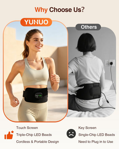 YUHUO Cordless Heating Pad for Back, 660nm 850nm LED for Waist Knee Elbow