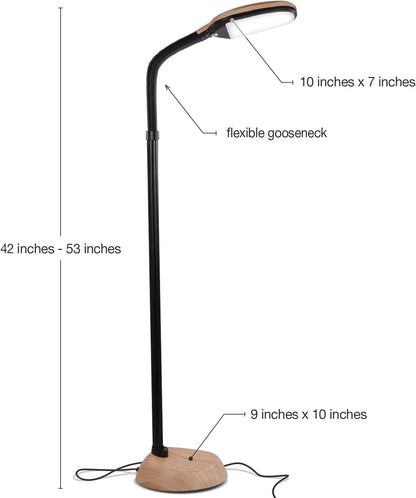 Brightech Litespan - Bright LED Floor Reading Lamp for Over Chair Crafts and Reading, Esthetician Light for Lash Extensions, Gooseneck Adjustable Standing Lamp for Living Room, Bedroom, Office - Black