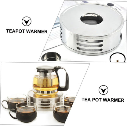 Mikinona Stainless Steel Glass Tea Warmer Base Heating Stand for Teapots Candle Holder for Home Cafe and Office Tea Brewing
