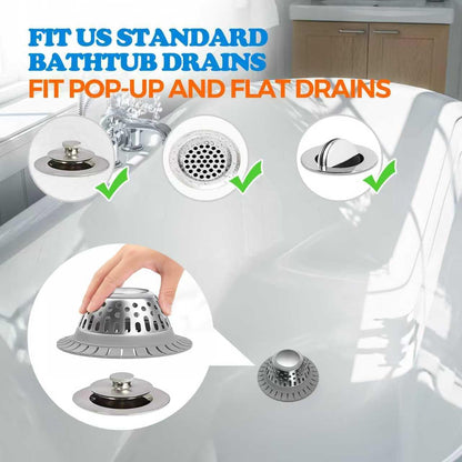 Shower Drain Hair Catcher Bathtub Drain Strainer Sink Drain Protector | Collapsible Pop-Up Drain Hair Catcher, Traps Hair & Prevents Clogs, Easy to Clean, Bathroom Fixture Accessories, Gray