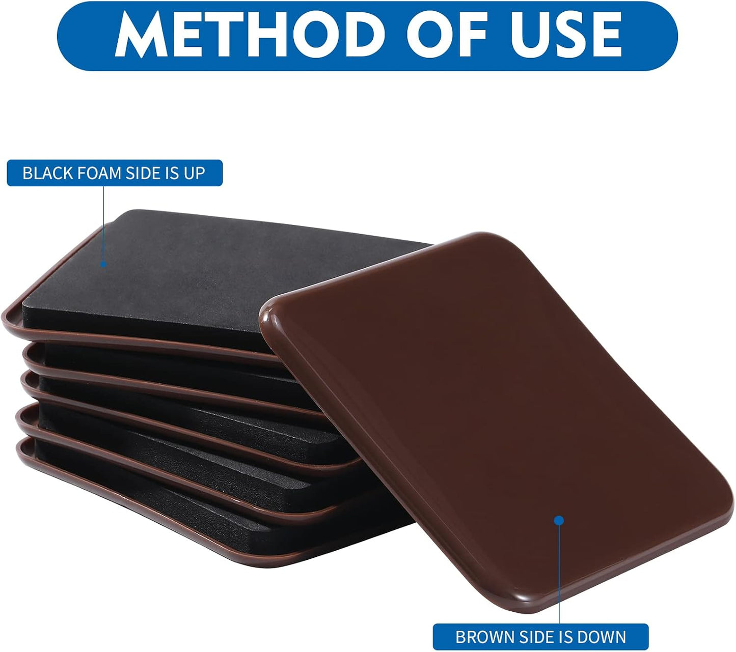 Furniture Sliders, 8pcs 4.7 inch Square Sliders for Furniture on Carpet, Heavy Duty Furniture Movers Sliders - Protect The Surface of Carpet, Easily Move Any Items!