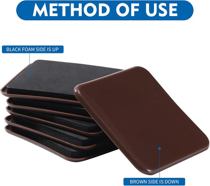 Furniture Sliders, 8pcs 4.7 inch Square Sliders for Furniture on Carpet, Heavy Duty Furniture Movers Sliders - Protect The Surface of Carpet, Easily Move Any Items!