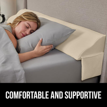 GORILLA GRIP Patented Bed Wedge Pillow for Headboard Gap, Filler Between Mattress Gaps, Comfortable Supportive High Density Cushioned Foam Pillows, Stay in Place Gripping Dots, King Soft Gray