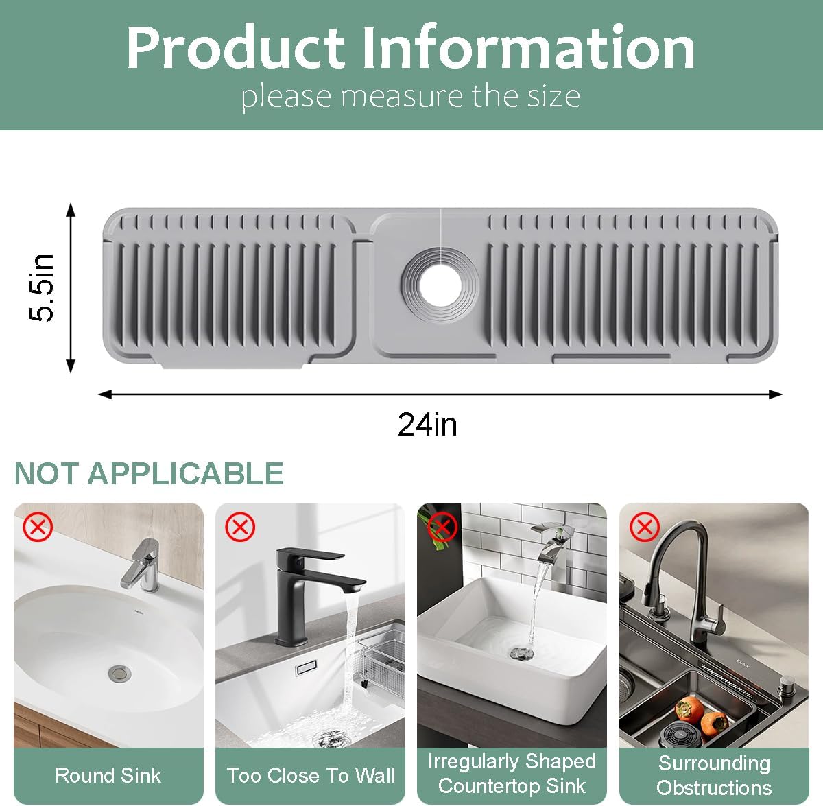 24 Inch Upgraded Draining Mat Folding faucet Mat for Bathroom Sink Splash Guard 7° Slope with Button Lock Water Draining Pad for Kitchen Bathroom Bar(Pink)