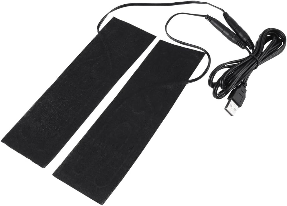 Portable Heating Pad 1 Pair Black USB Carbon Fiber Heating Mat 5V Electric Heating Film Heater Pads Heating Film Heat Pad for Warming Feet Knee Washable 35-50 ℃