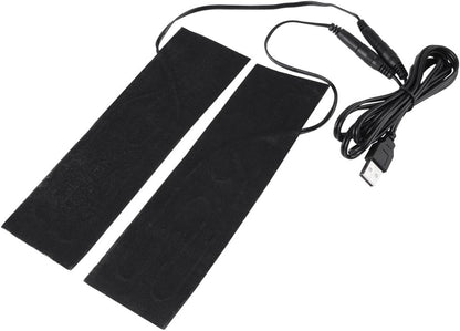 Portable Heating Pad 1 Pair Black USB Carbon Fiber Heating Mat 5V Electric Heating Film Heater Pads Heating Film Heat Pad for Warming Feet Knee Washable 35-50 ℃