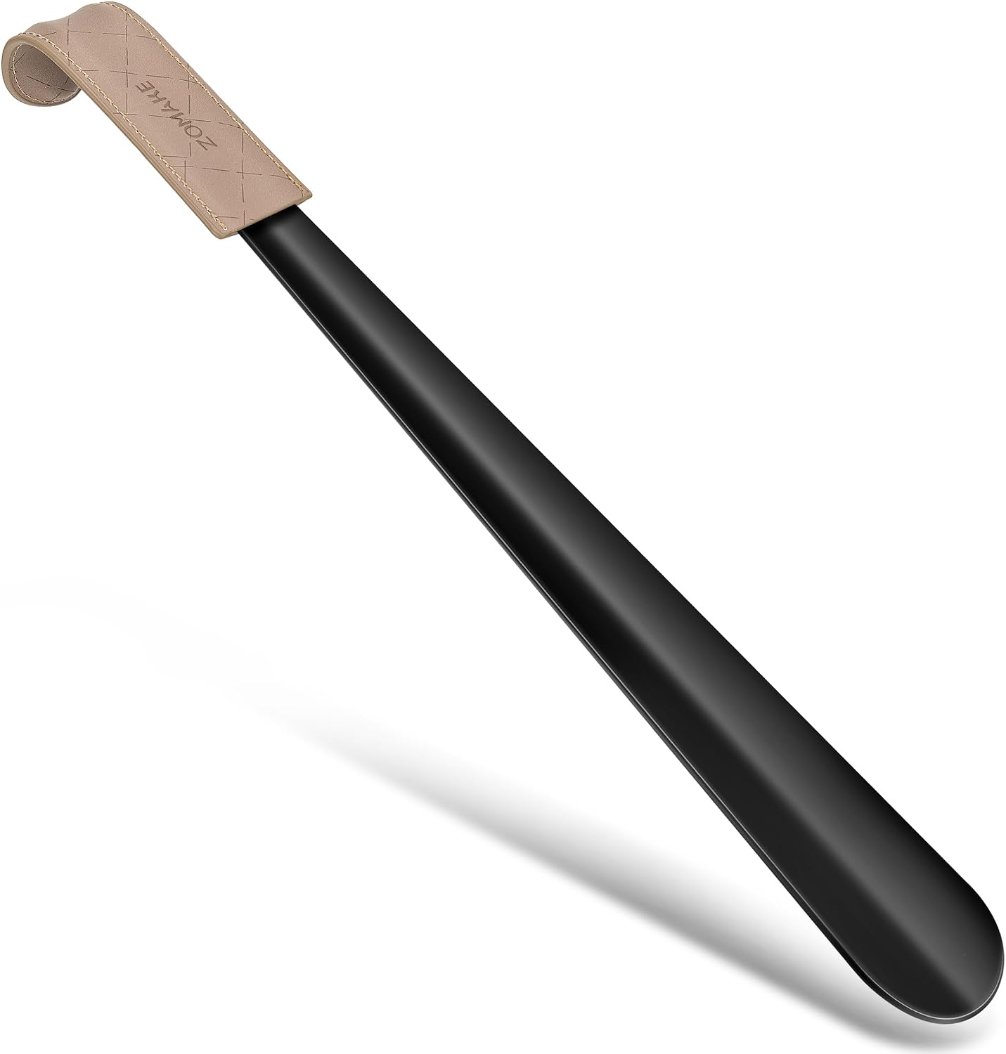 ZOMAKE Shoe Horn Long Handle for Seniors Men Women,Metal Long Shoehorn for Boots,16.5" Shoe Spoon Helper(Brown Handle) | 1Pack Stainless Steel Boot Horn Shoe Spoon Helper, Smooth Edges, Comfort Grip, No Bending Over, Shoe Protection(Brown Handle)