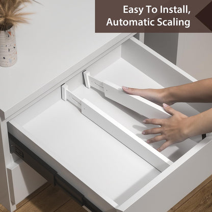 4 PCS Drawer Divider, 17"-22" Adjustable Bamboo Drawer Dividers Organizers, Expandable Separators for Kitchen, Clothes, Dressers, Home, Office