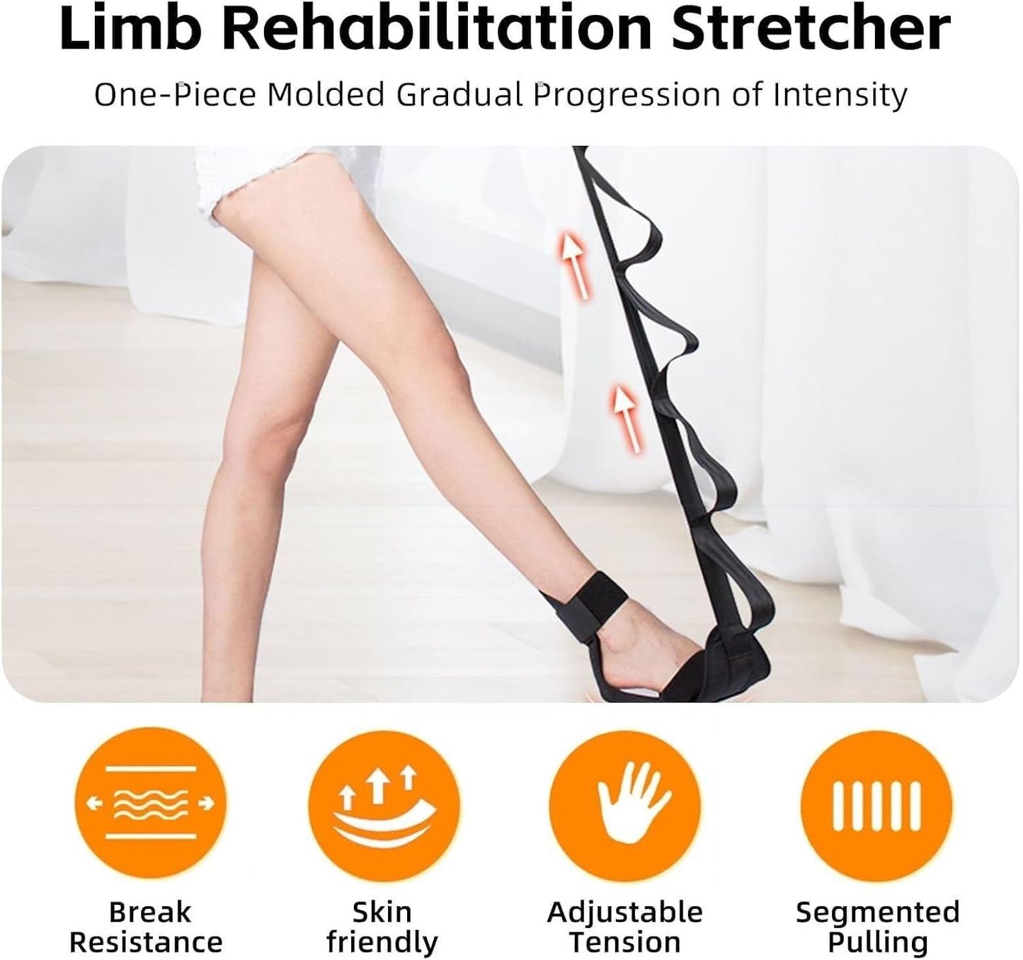 Stretching Strap with Loops and Detachable Foot, Fascia Stretcher Used, Foot & Calf Stretcher for Yoga, Gymnastics and Flexibility Training