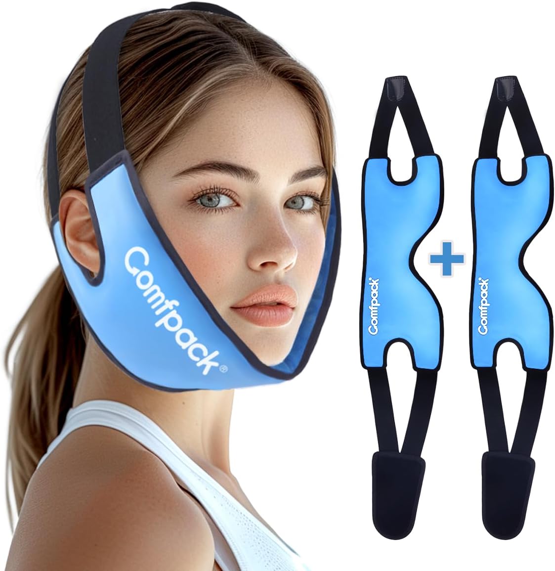 Comfpack Wisdom Teeth Ice Pack Head Wrap,Soft Double Side Jaw Face Ice Pack | Extra Large Jaw & Chin Ice Pack, Reusable Gel Hot Cold Therapy for TMJ, Oral Surgery, Face Swelling, Tonsillectomy Recovery
