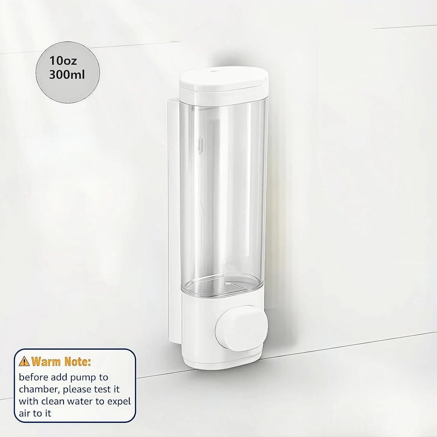 10oz/300ml Single Manual Wall Mounted Soap Dispenser, Black | Bathroom Shampoo and Conditioner Dispenser, Clear Plastic Refillable Liquid Lotion Pump Dispenser and Organizer