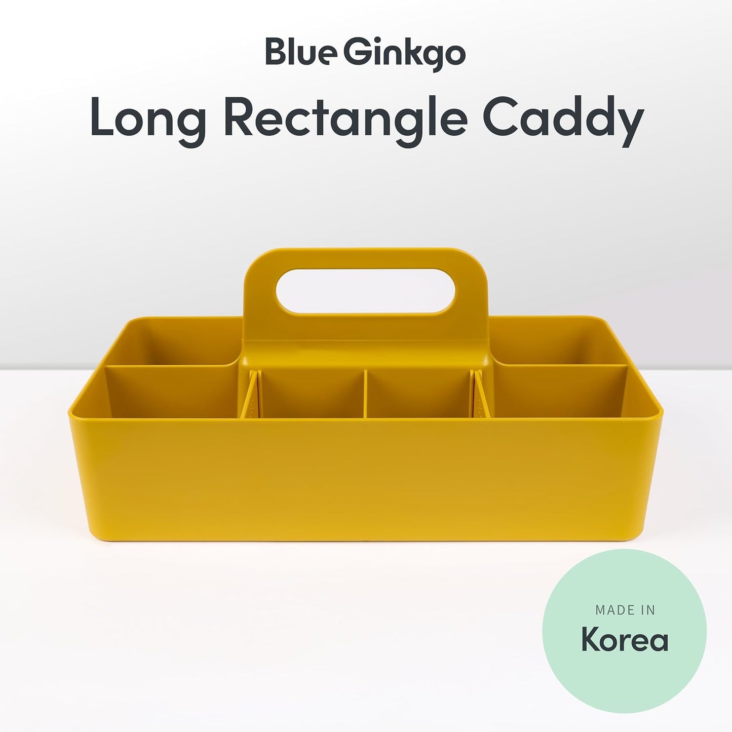 BLUE GINKGO Stackable Organizer Caddy, Rectangle, White, Made in Korea | Portable. Adjustable. Home, Office & School Storage.
