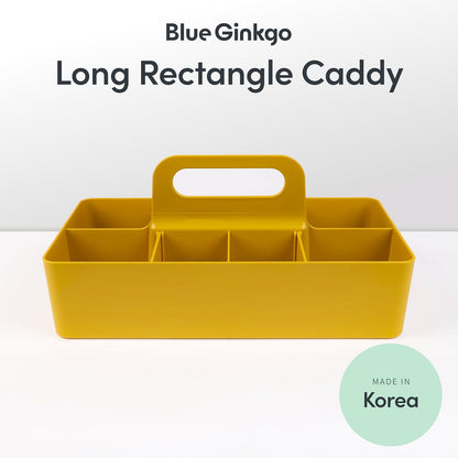 BLUE GINKGO Stackable Organizer Caddy, Rectangle, White, Made in Korea | Portable. Adjustable. Home, Office & School Storage.