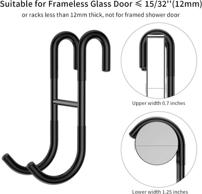 Black Shower Squeegee for Glass Door 12-Inch Bathroom Squeegee Window Wiper, with Shower Door Hook, Adhesive Hook, Spare Silicone Blade for Window Mirror Car All-Purpose Squeegee