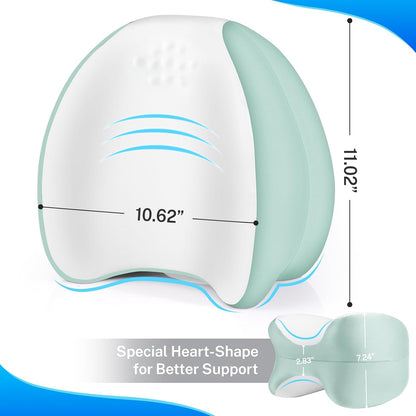 Knee Pillow for Side Sleepers, Leg Pillow with Cooling Cover, Memory Foam Body Pillow for Side Sleeping, Heart-Shape Cushion for Hip, Back & Sciatica Pain Relief, Grey